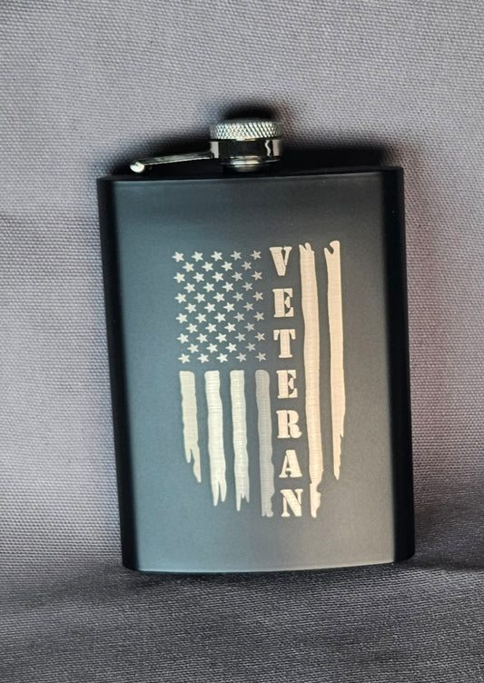 8oz Stainless Steel Hip Flask – Veteran