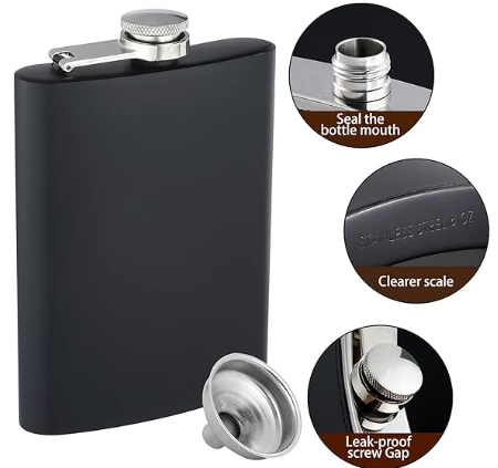 8oz Stainless Steel Hip Flask – Whiskey